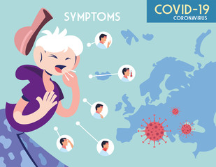 infographic showing incubation and symptoms with icons and infected person