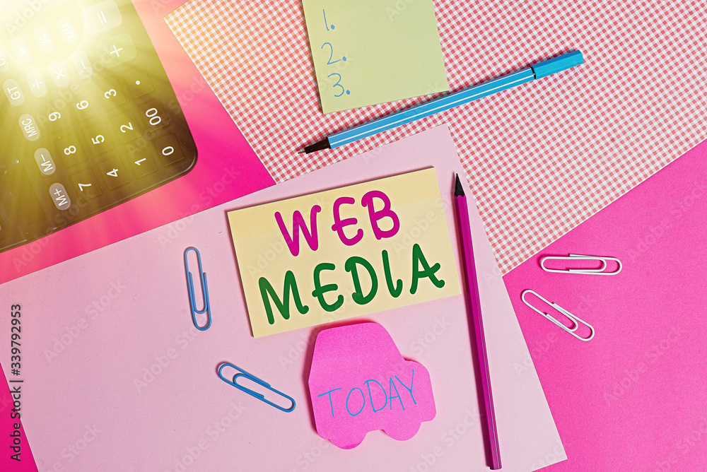 Poster conceptual hand writing showing web media. concept meaning audio and visual forms of communication p