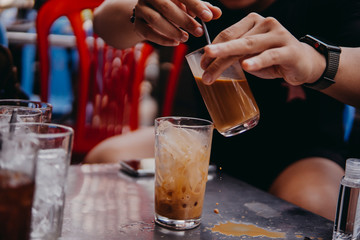 Traditional drip coffee set or 