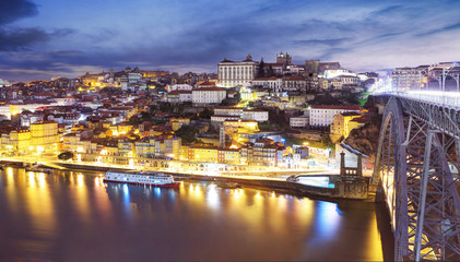 Fototapeta na wymiar Porto city at sunset, Portugal
