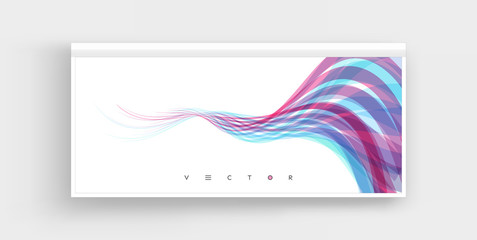 Сover design template. Curved lines with perspective effect. Optical fiber. 3d abstract background. Vector illustration.