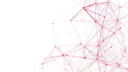 Polygonal white background with dots and lines. Network connection structure. Science and technology. 3d rendering