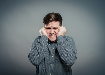 An angry man isolated