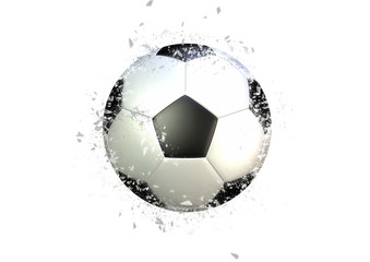 サッカーボールが爆発して破片が飛び散る © k_yu