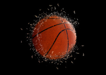 Fototapeta na wymiar バスケットボールのボールが爆発して破片が飛び散る