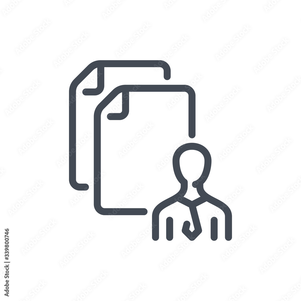 Poster personal documentation line icon. documents with personal data vector outline sign.