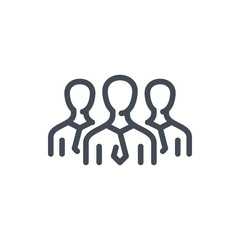 Team and working staff line icon. Teamwork and group of people vector outline sign.