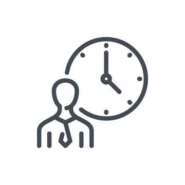 Time Management line icon. Business Person with Clock vector outline sign.