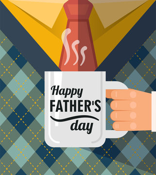 Happy father's day , a coffee cup congratulation. Best dad postcard.