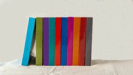 Set of Multicolor Handbooks on White Background