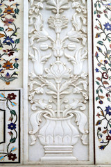Fototapeta na wymiar Amritsar, India - 03/05/2020: Marble inlay in the decoration of the Golden Temple complex.