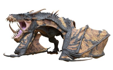 Fantasy dragon isolated on white 3d illustration