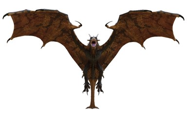 Fantasy dragon isolated on white 3d illustration