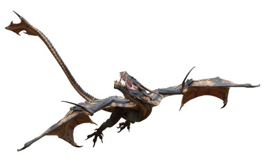 Fantasy dragon isolated on white 3d illustration