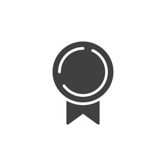 Badge with ribbon vector icon. Blank label filled flat sign for mobile concept and web design. Promotion, price tag glyph icon. Symbol, logo illustration. Vector graphics