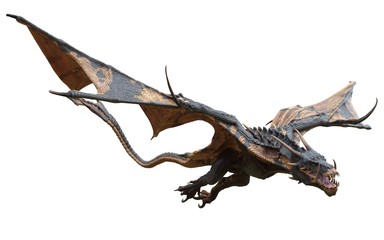 Fantasy dragon isolated on white 3d illustration