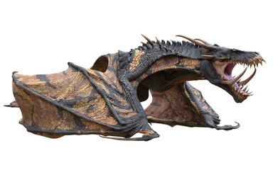 Fantasy dragon isolated on white 3d illustration