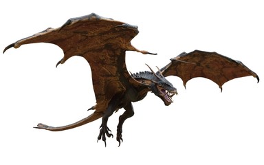 Fantasy dragon isolated on white 3d illustration
