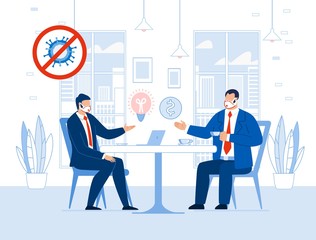 Entrepreneur and Investor Business Negotiation. Businessman Discussing Creative Idea and Investment in Startup. Partner Chatting at Office Table. Successful Profitable Company Strategy after Covid19