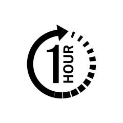 One hour arrow icon. Stock vector