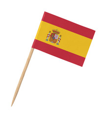 Small paper Spanish flag on wooden stick