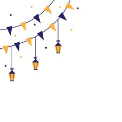 Ramadan kareem greeting with hanging lantern