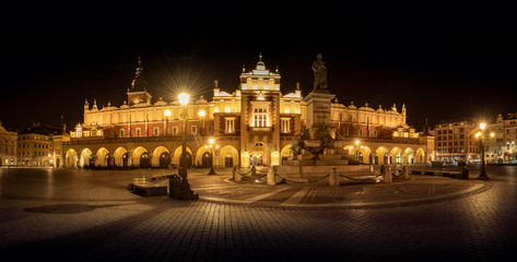 Panoramic view of Cloth Hall Sukiennice and Main Square of Cracow