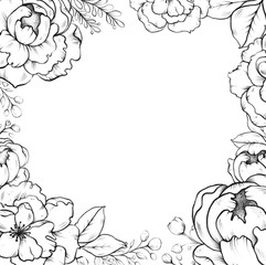 Graphic flowers coloring book, Illustration, Business card, Postcard, Copy space