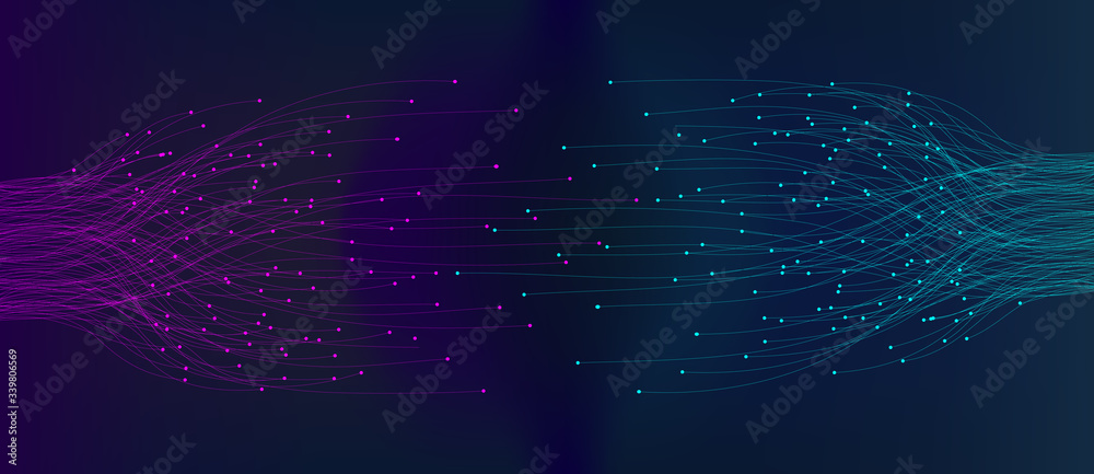 Aufkleber abstract  lines with dots over dark background. connecting or big data concept