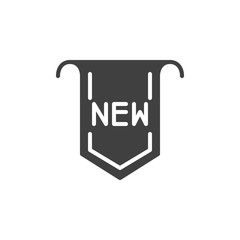 New offer label vector icon. filled flat sign for mobile concept and web design. New promotional sticker tag glyph icon. Symbol, logo illustration. Vector graphics