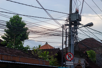High voltage pole on Asia street.