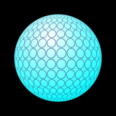 abstract globe pictogram with circles over black background