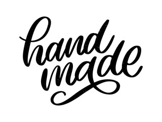 Hand made. Vector icon. Sign. Hand lettering. Slogan