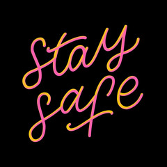 Slogan stay home safe quarantine pandemic letter text words calligraphy vector illustration