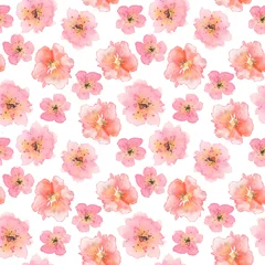Foto op Plexiglas Lichtroze Leuk naadloos patroon met abstracte roze waterverfbloemen. Textiel ontwerp