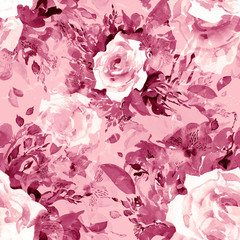  Watercolor seamless pattern beautiful bouquet