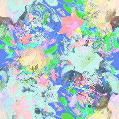 Fototapeta premium Watercolor seamless pattern beautiful bouquet