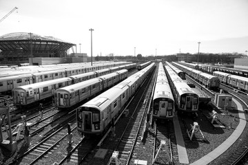 New York, NY, U.S.A. - Rolling stock yard: Subways in Queens, New York
