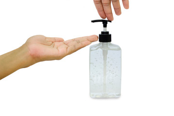 Pressing the L-gorgel gel to wash hands to kill the virus