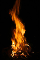 Fire flames collection isolated on black background