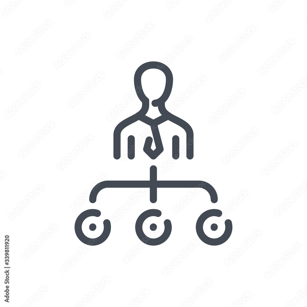 Poster hierarchy and company structure line icon. team and teamwork vector outline sign.