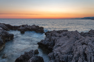 Sunset over the sea, Adriatic sea, Montenegro
