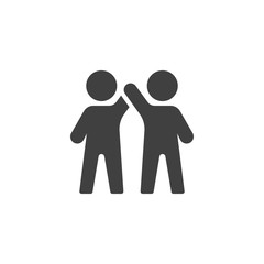 Two man greeting vector icon. filled flat sign for mobile concept and web design. Friends giving each other a high five glyph icon. Symbol, logo illustration. Vector graphics
