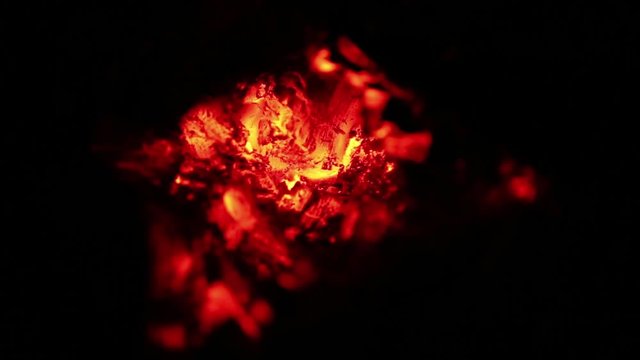 Fireplace fire in closeup macro hd footage 