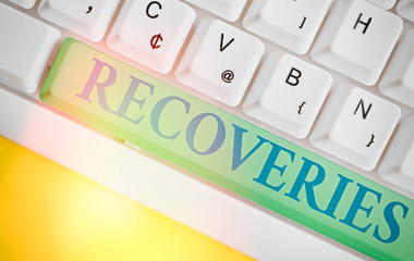 Handwriting text writing Recoveries. Conceptual photo process of regaining possession or control of...