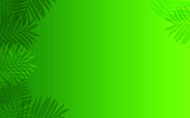 Fototapeta na wymiar Palm leaves on yellow and green background. Copyspace. Vector image of tropical leaves