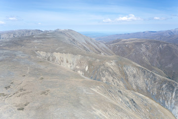 Ewe range barren slopes, near Omarama, New Zealand