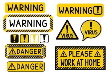 Caution, danger and warning signs. Simple vector illustration.