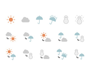 天気のアイコンのセット イラスト かわいい Wall Mural Yugoro