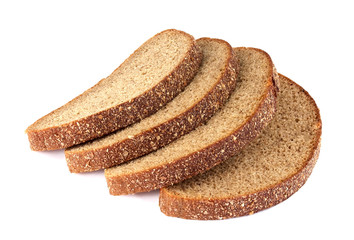 sliced of rye bread, isolated on a white background